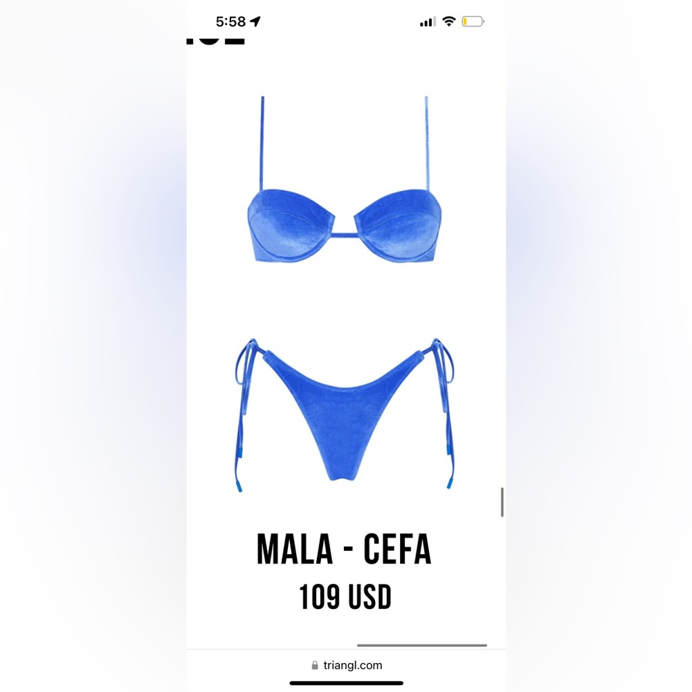 Triangl blue velvet bikini